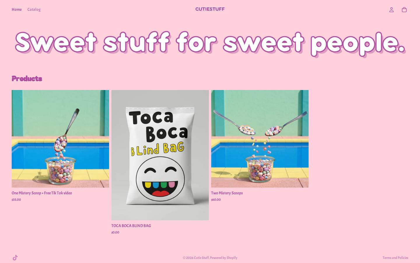 cutiestuff.com homepage screenshot