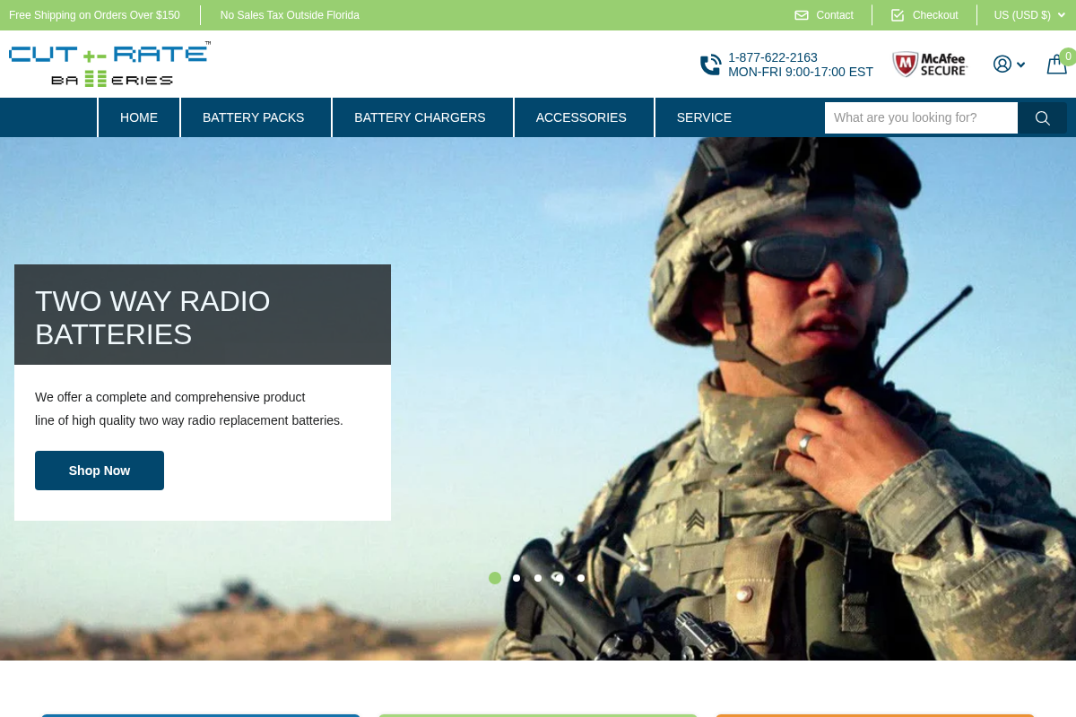 Cutratebatteries homepage screenshot