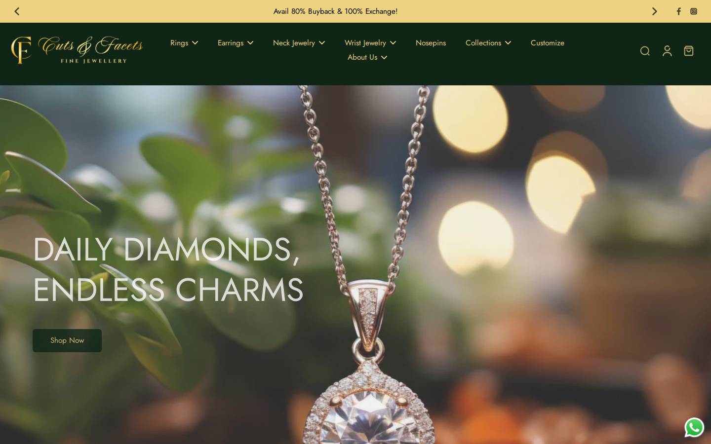 cutsandfacets.com homepage screenshot