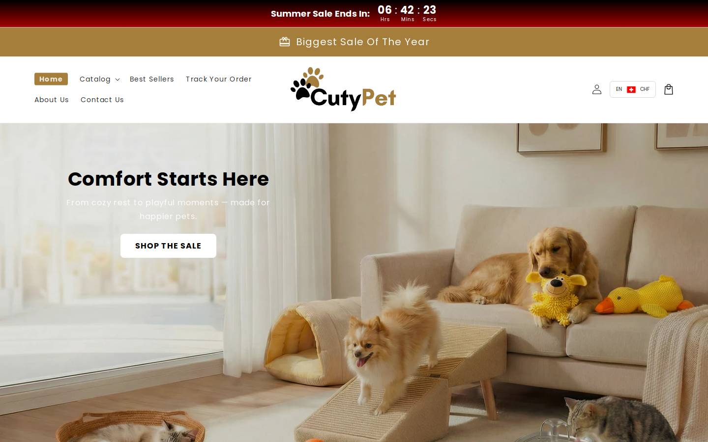 Cutypet homepage screenshot
