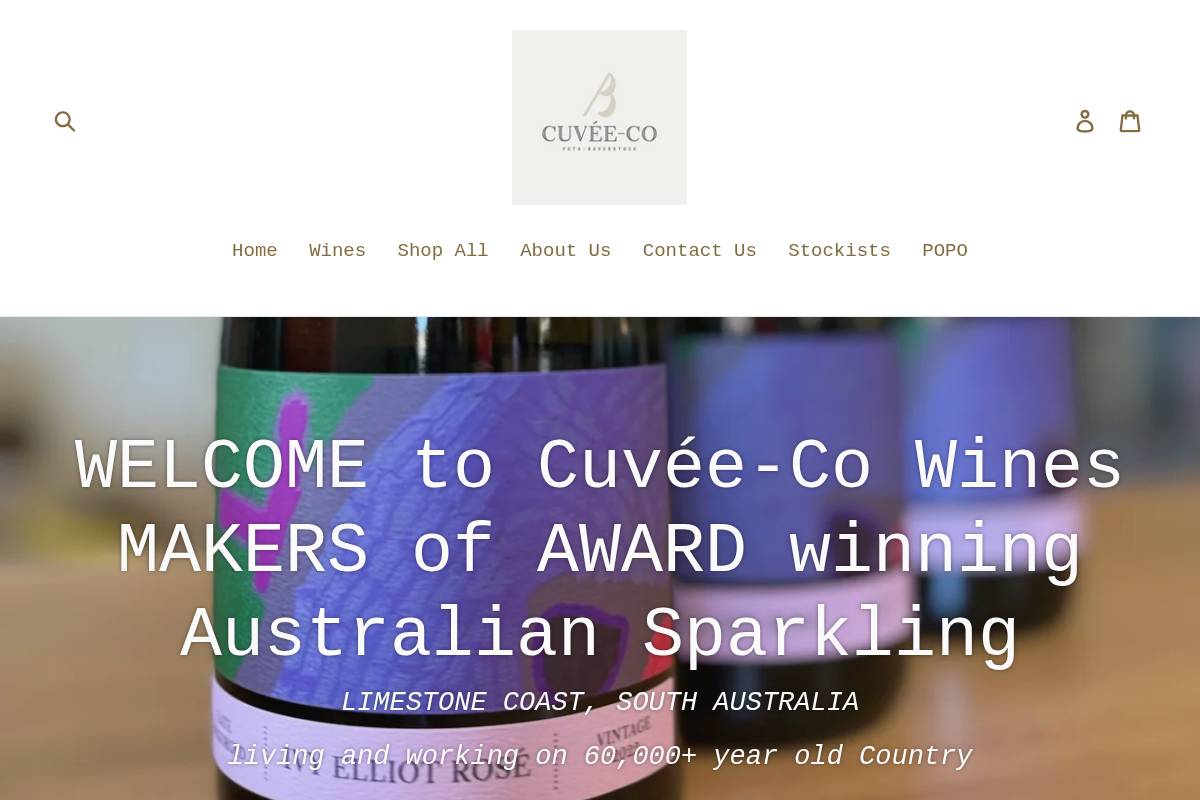 cuveecowines.com homepage screenshot