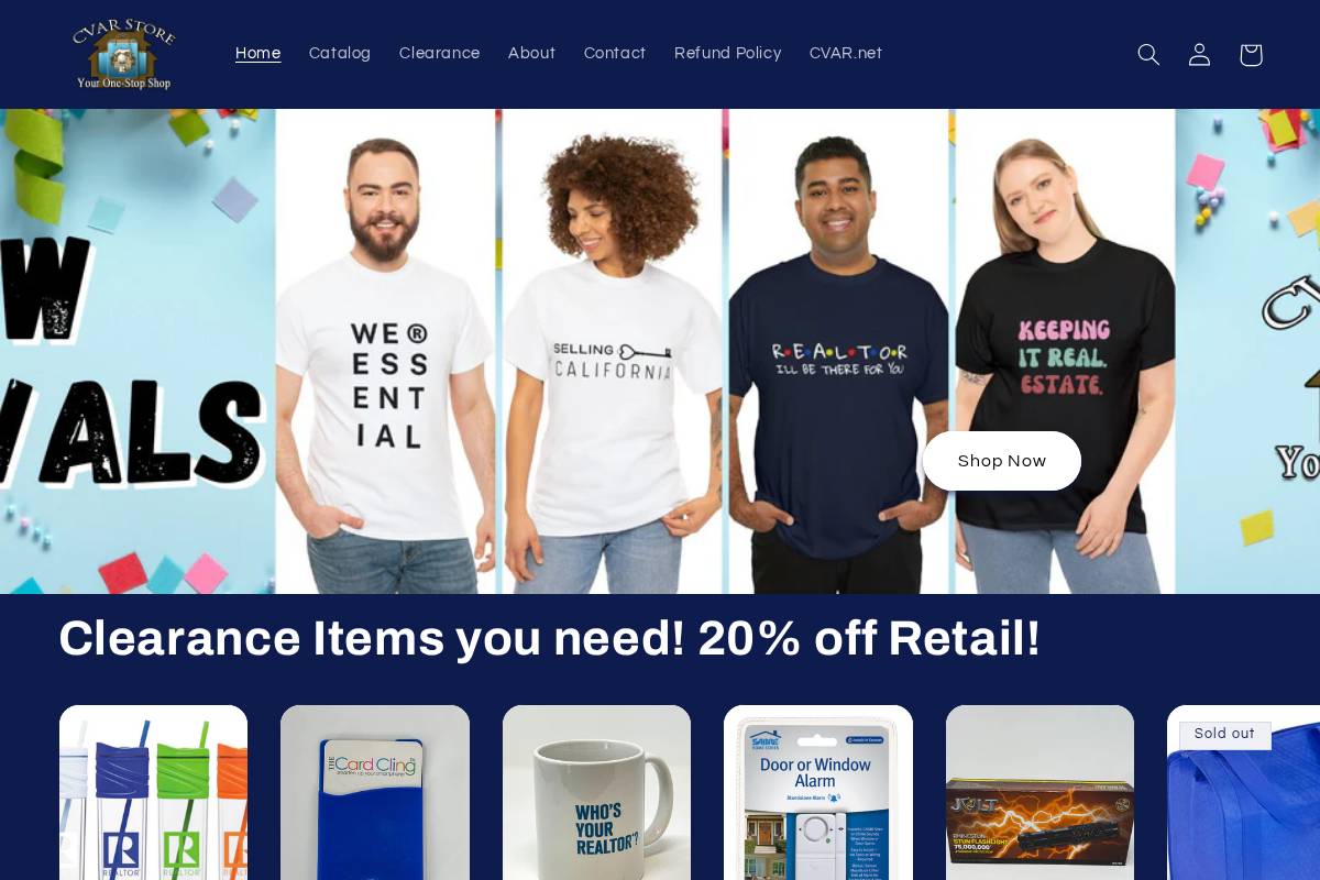 cvarstore.net homepage screenshot