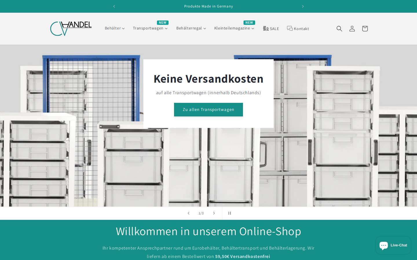 cvhandel.de homepage screenshot