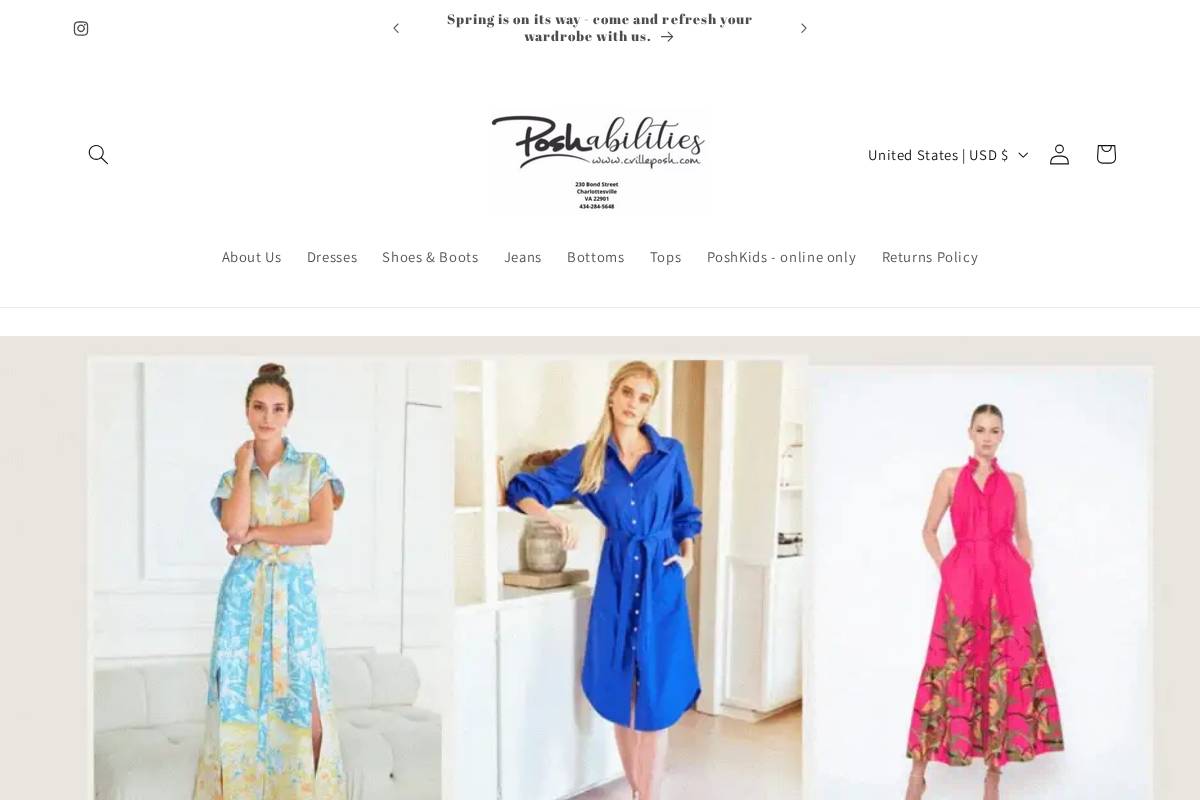 cvilleposh.com homepage screenshot