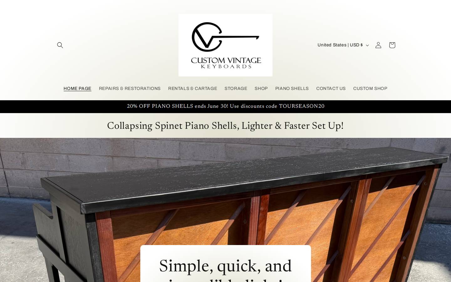 cvkeyboards.com homepage screenshot