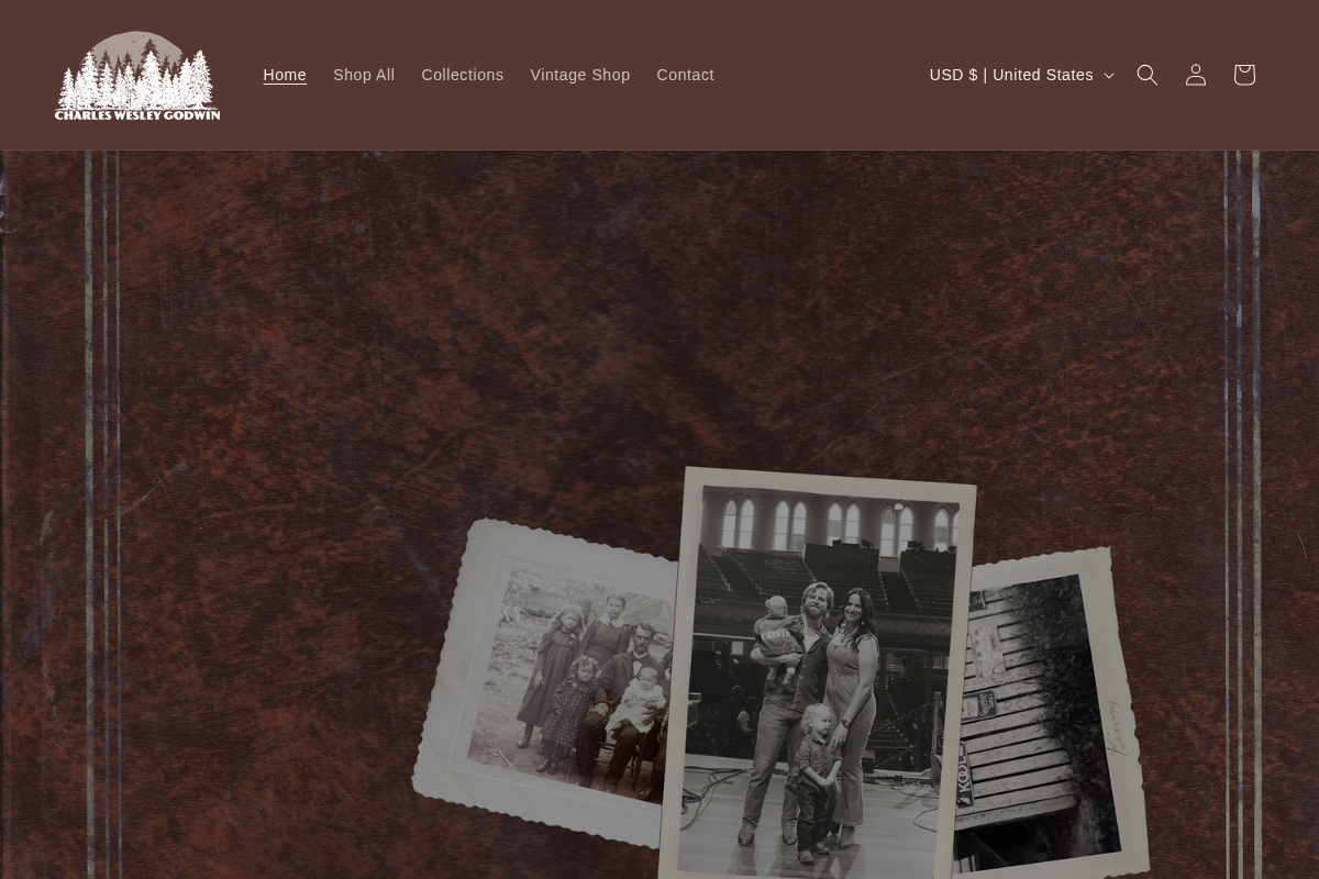 Charles Wesley Godwin Official Shop homepage screenshot