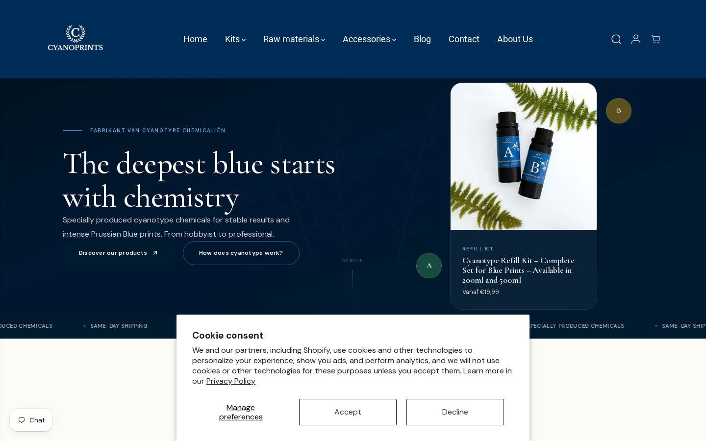 Cyanoprints homepage screenshot