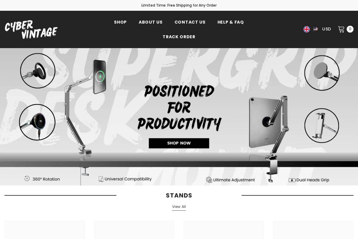 Cyber Vintage homepage screenshot
