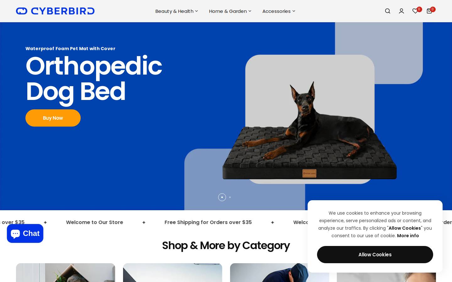 cyberbirdshop.com homepage screenshot