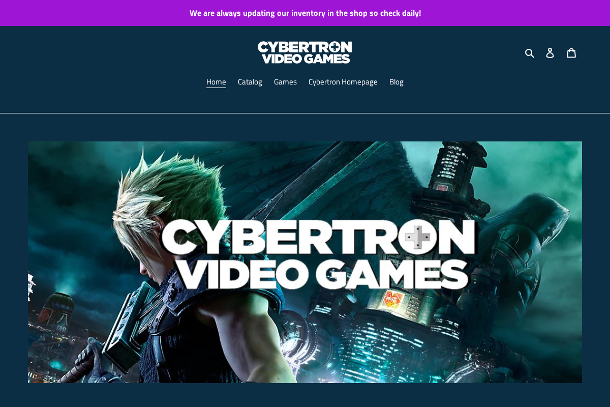 Cybertronvideogames homepage screenshot
