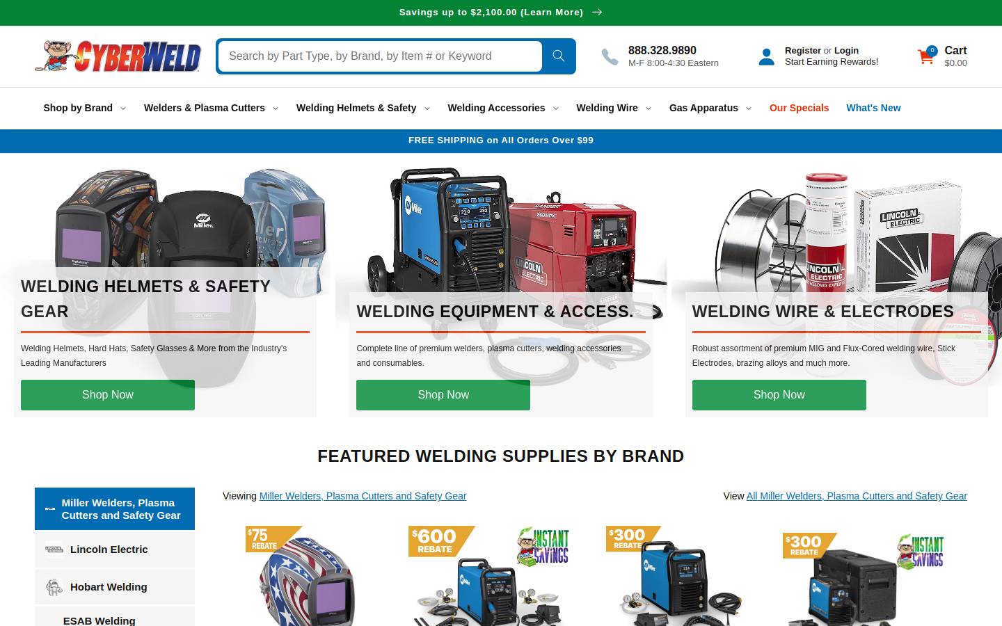 Store Cyberweld homepage screenshot