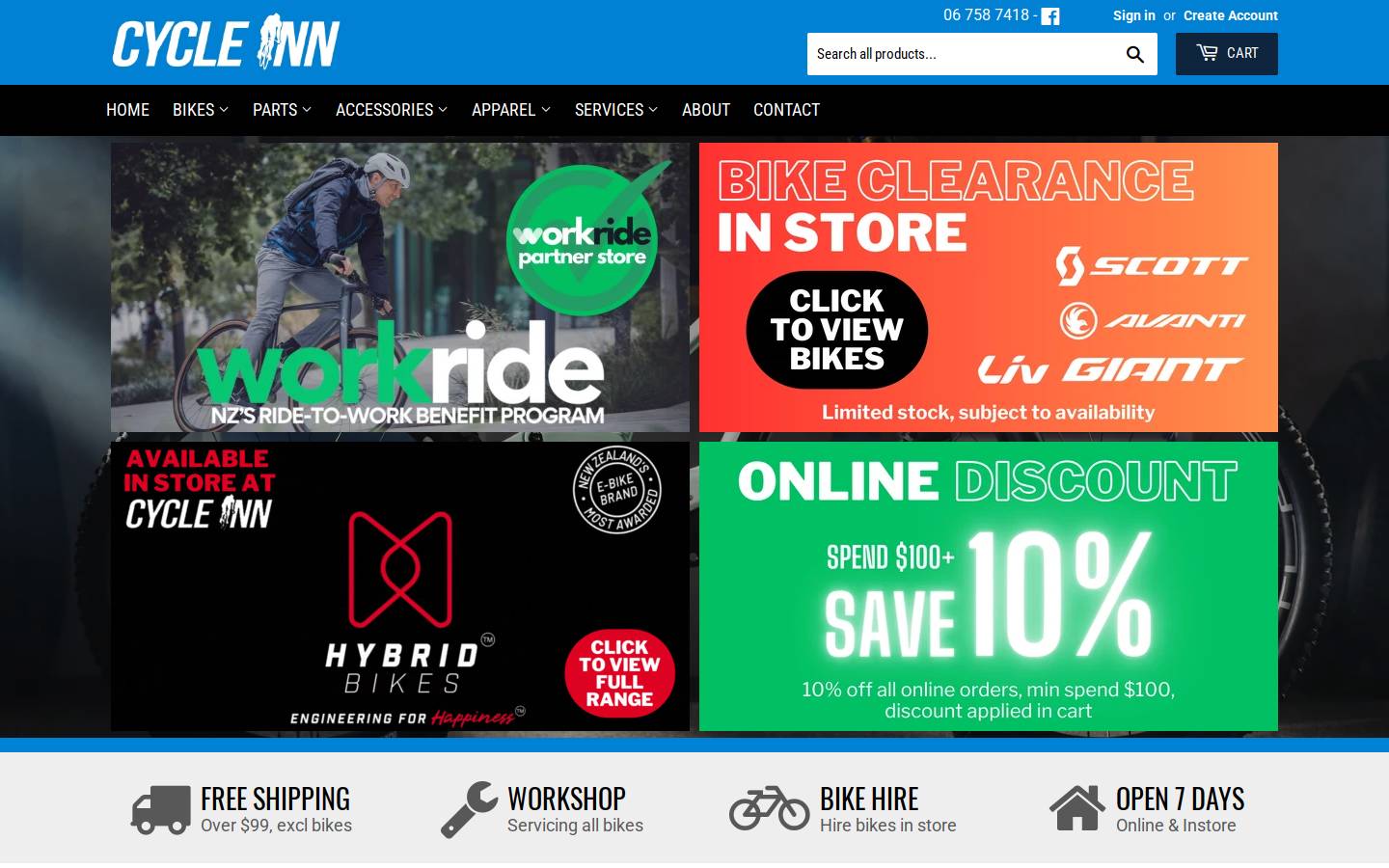 cycleinn.co.nz homepage screenshot