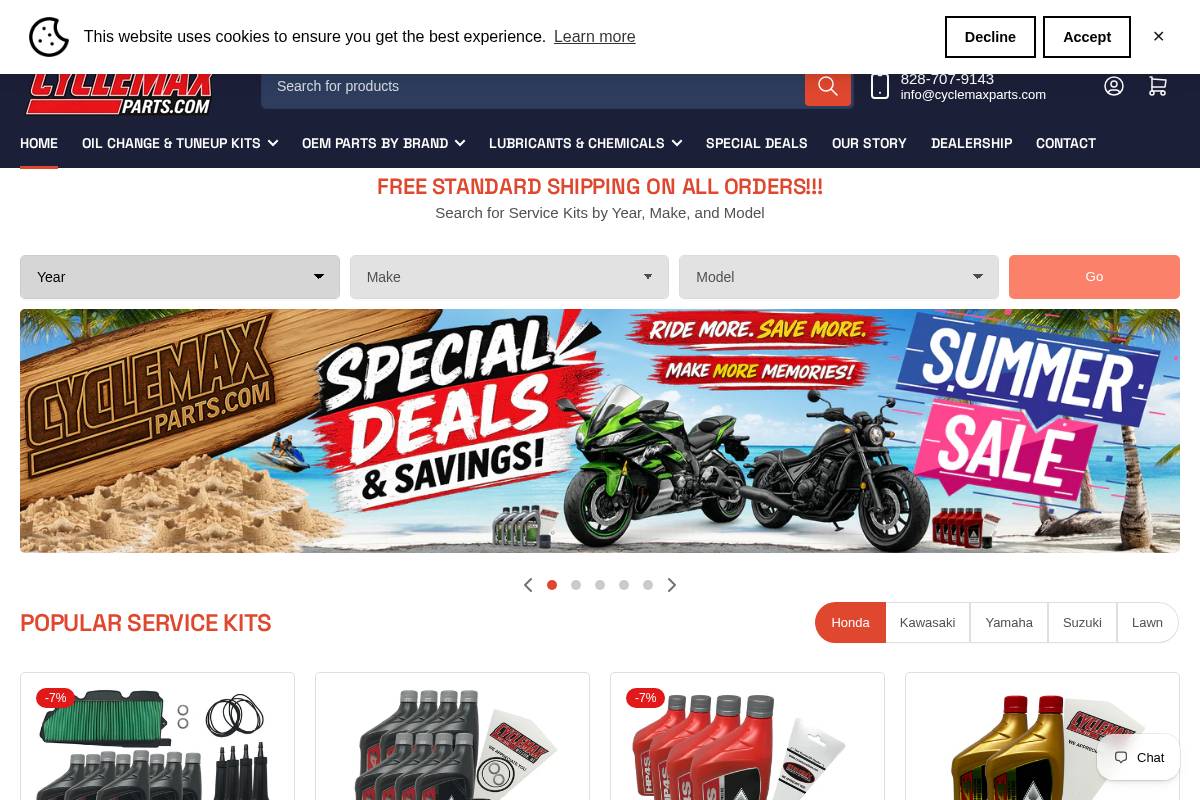 cyclemaxparts.com homepage screenshot