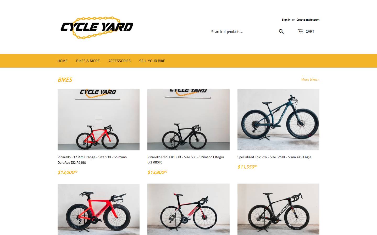 cycleyard.shop homepage screenshot