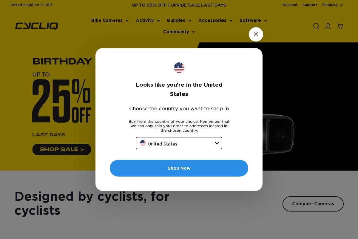 cycliq.co.uk homepage screenshot
