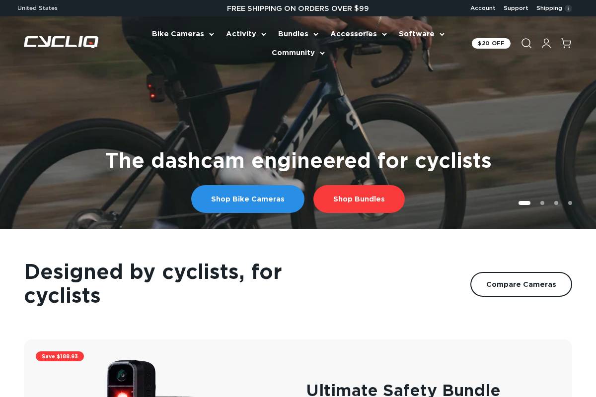 Cycliq homepage screenshot