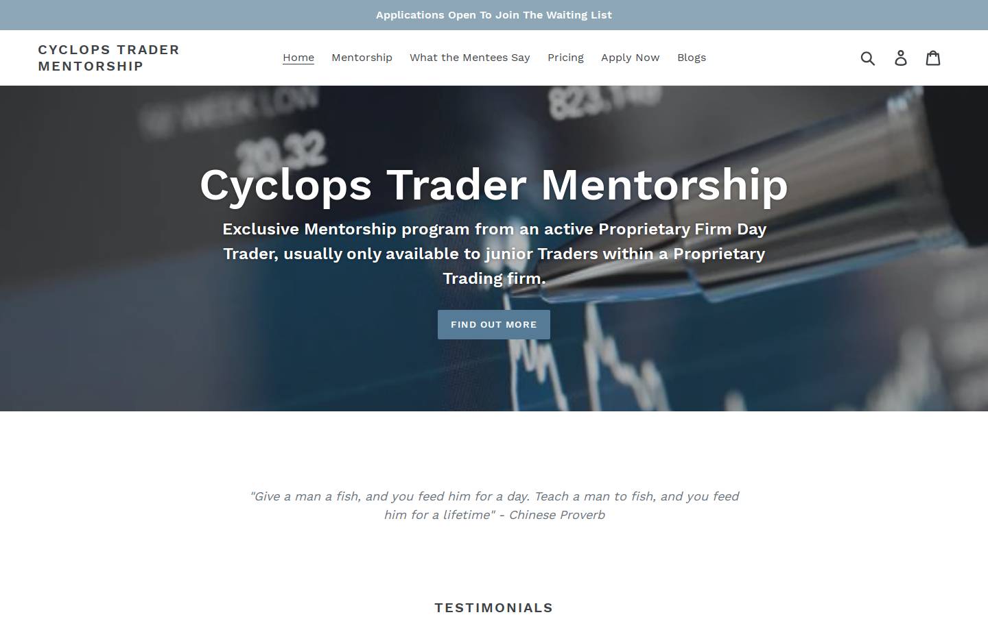 cyclopstrader.com homepage screenshot