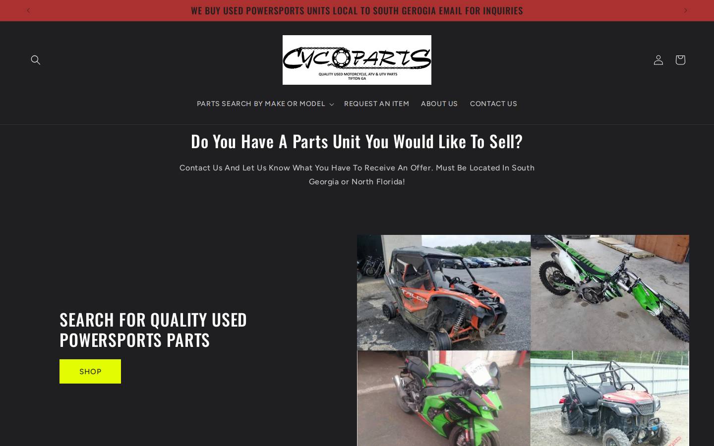 cycoparts.com homepage screenshot