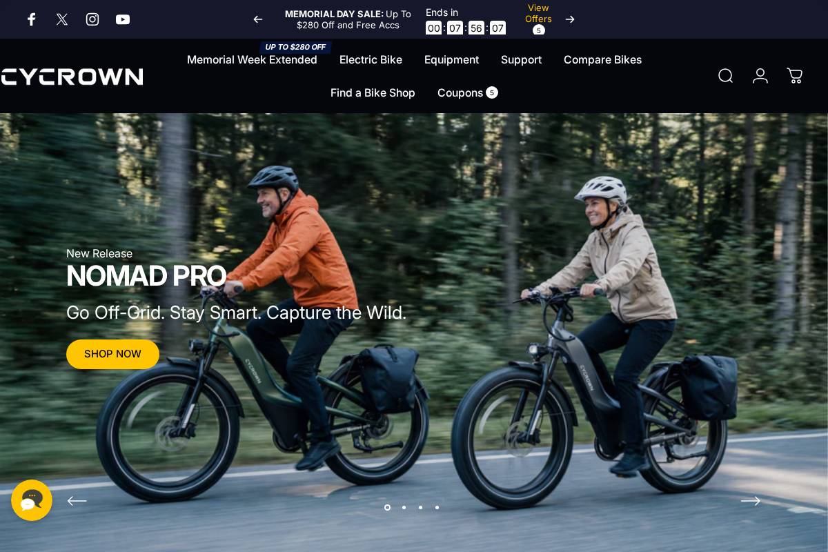 Cycrown homepage screenshot