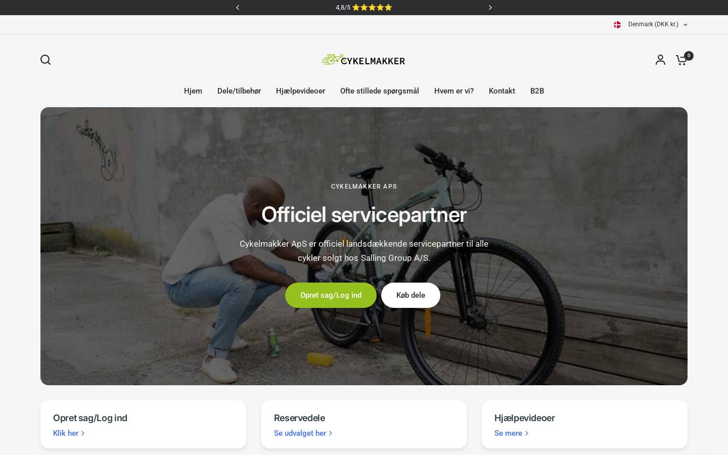 Cykelmakker.dk homepage screenshot