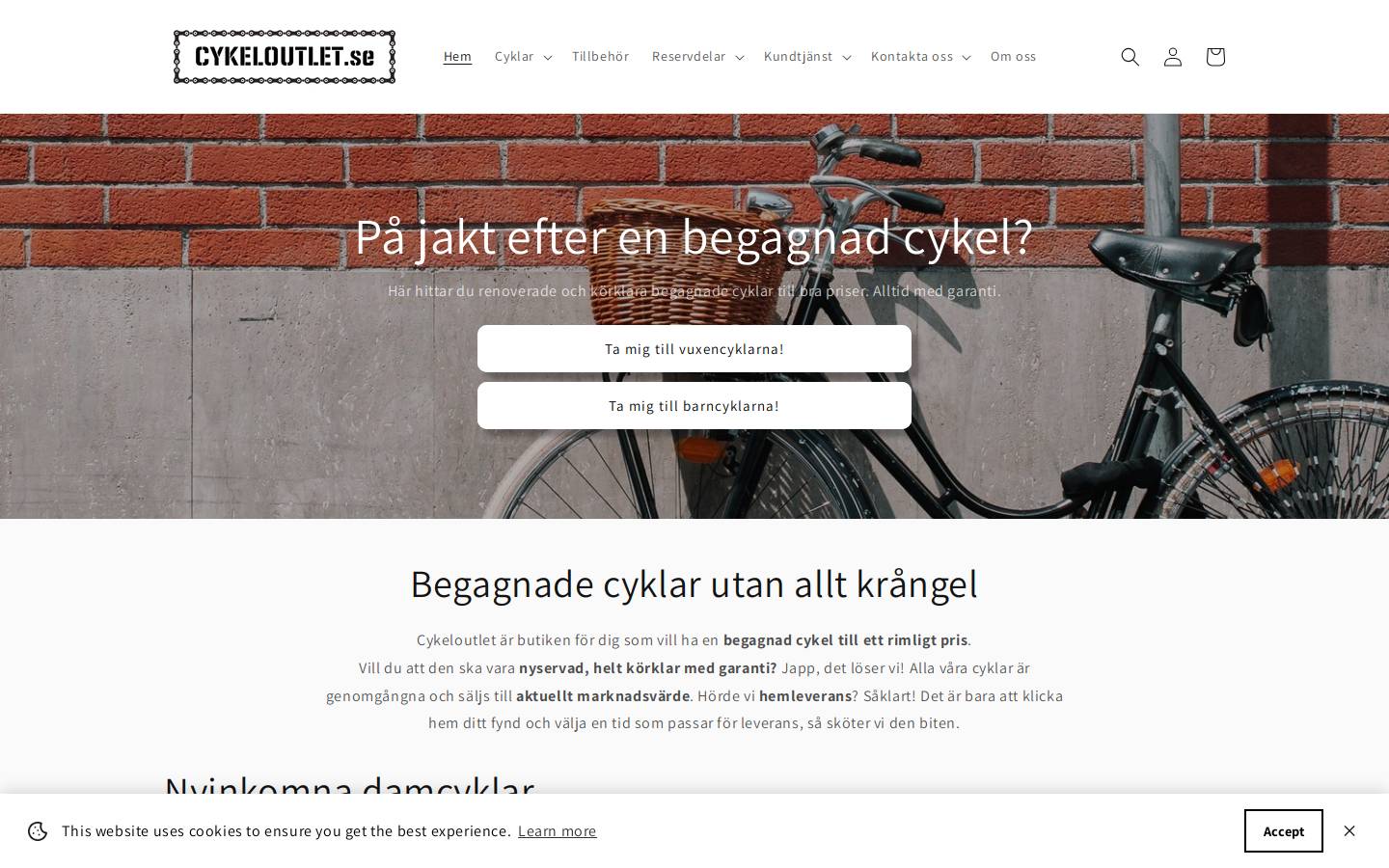 Cykeloutlet homepage screenshot