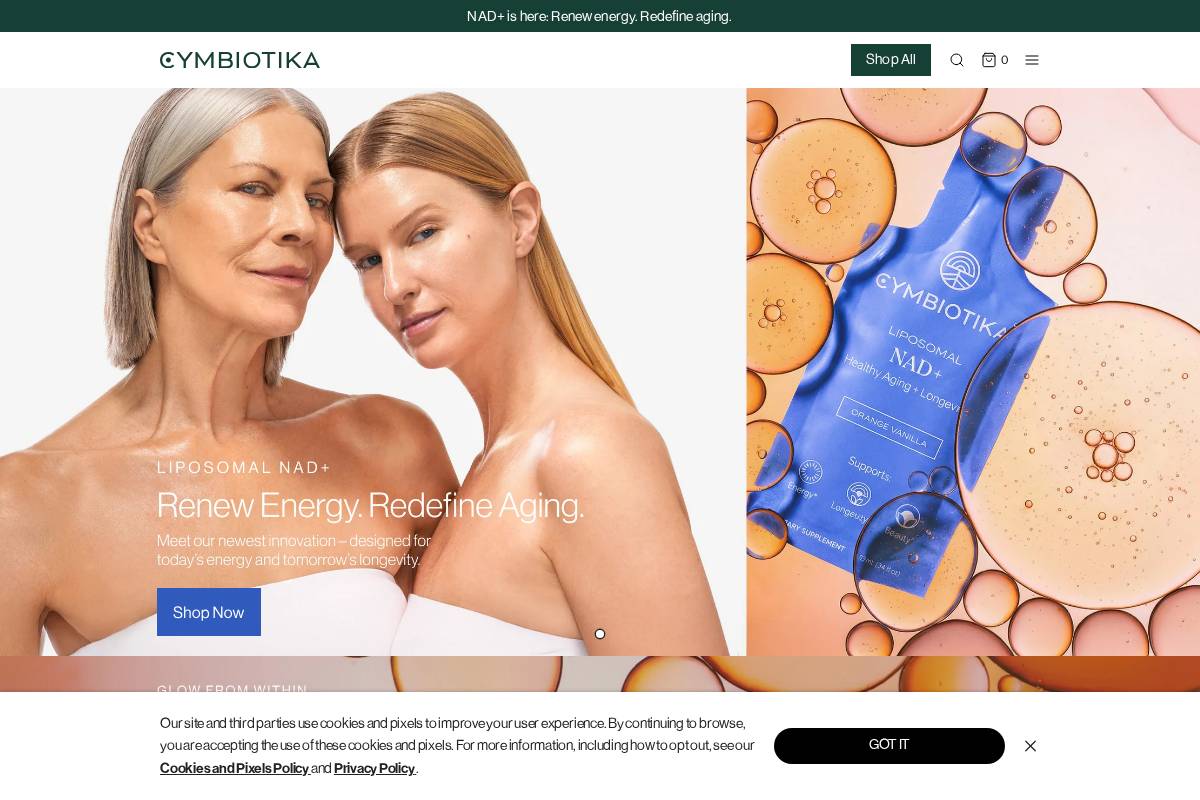 Cymbiotika homepage screenshot