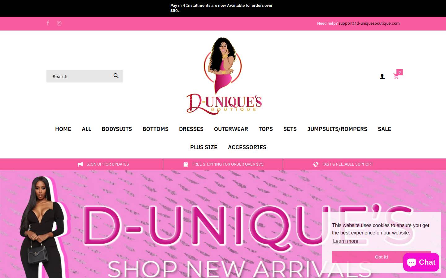 d-uniquesboutique.com homepage screenshot