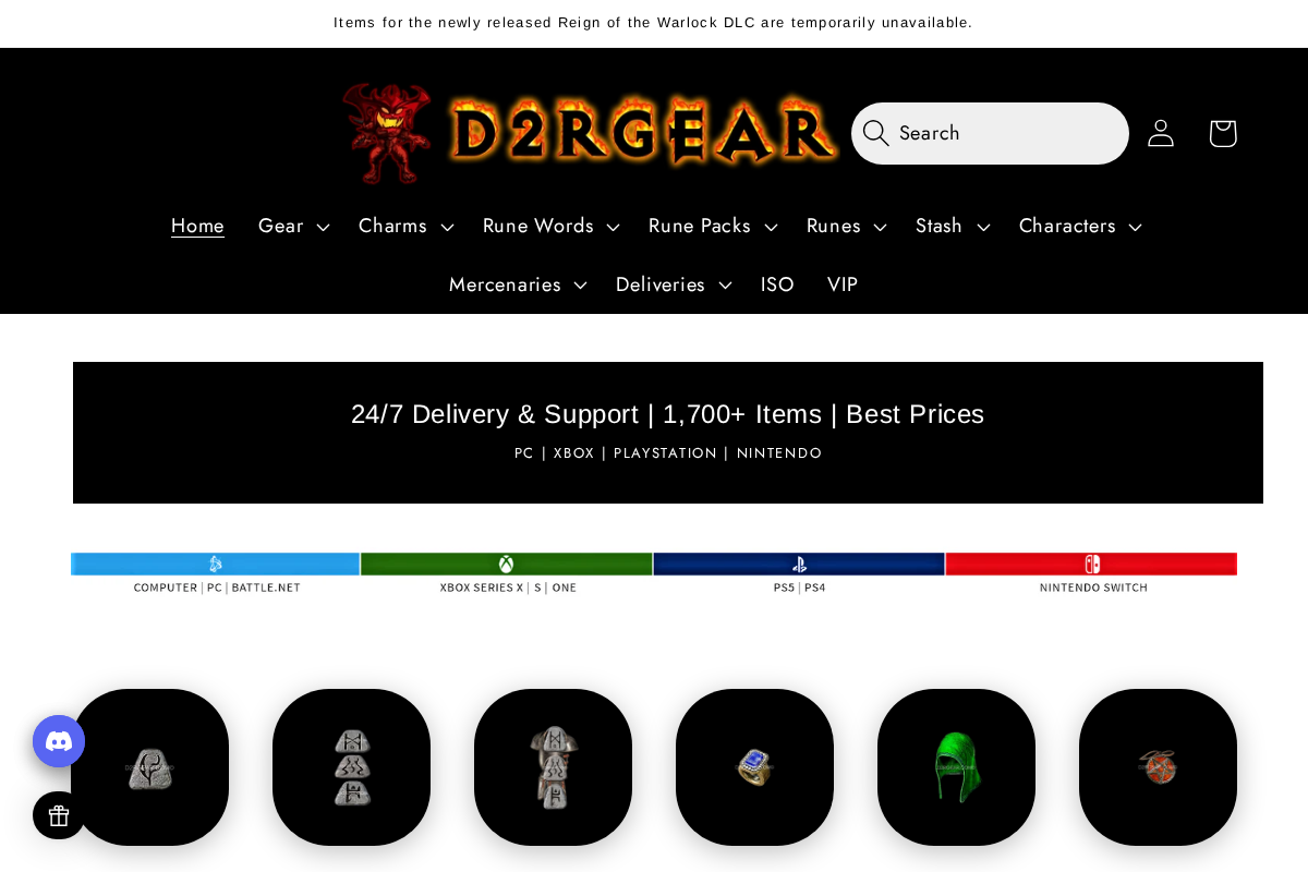 D2RGEAR homepage screenshot