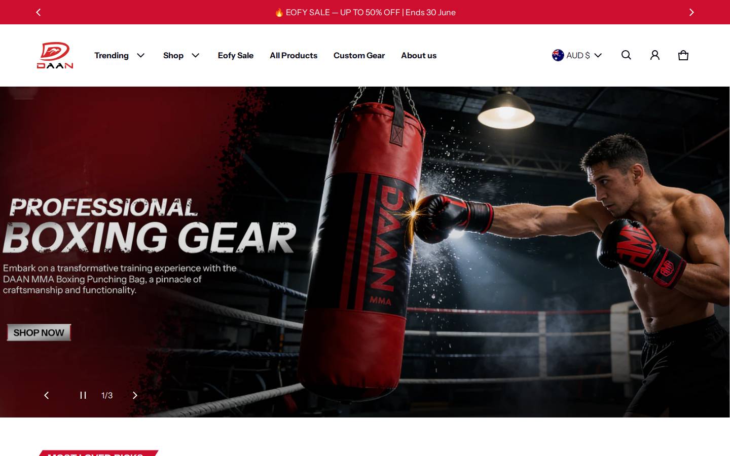 DAAN MMA Australia homepage screenshot