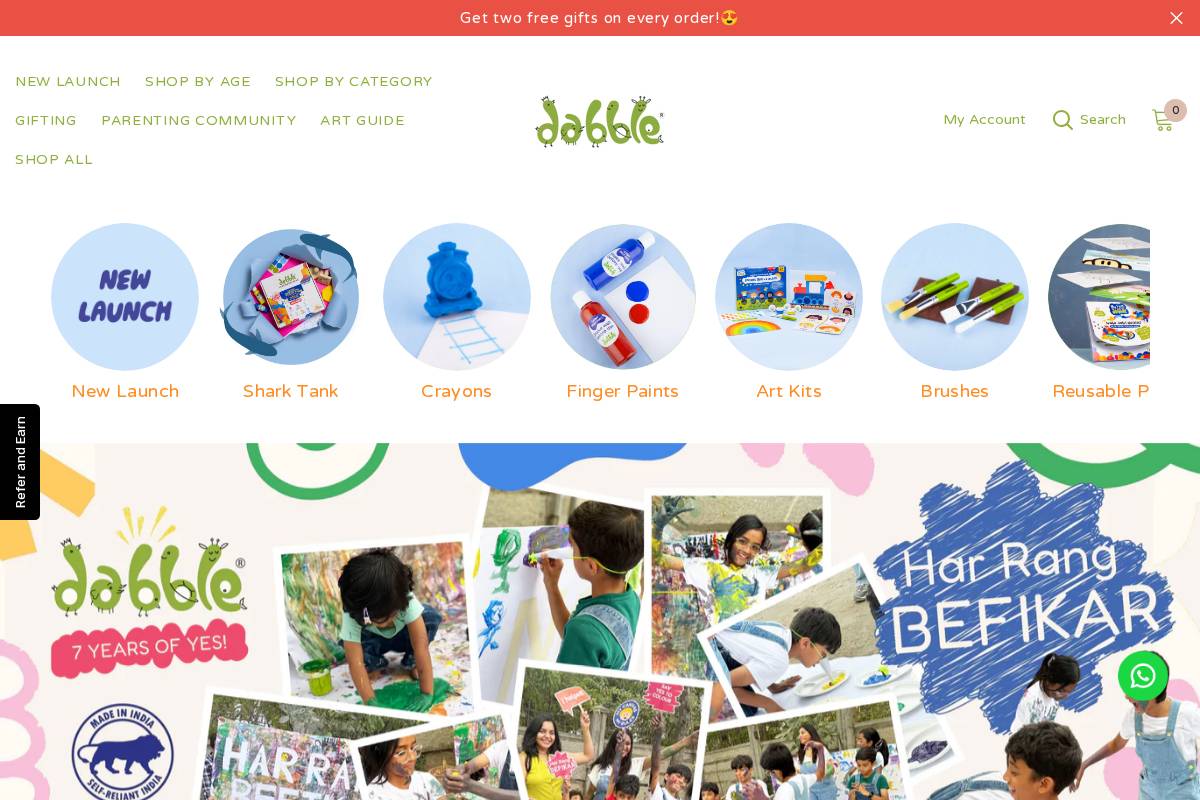 dabbleplayart.com homepage screenshot