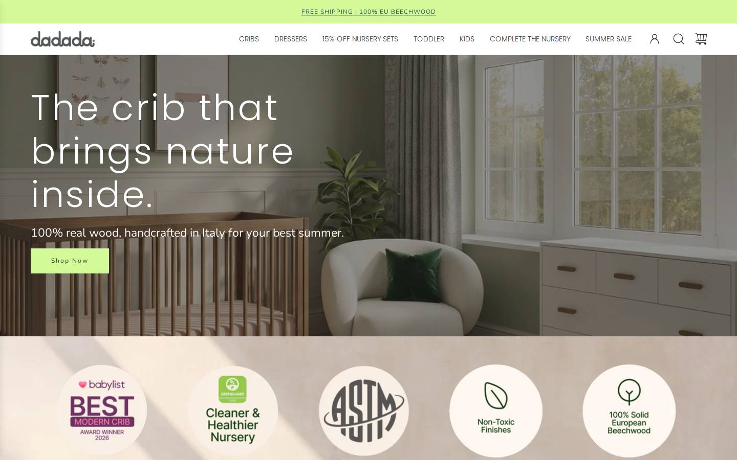 dadadababy.com homepage screenshot