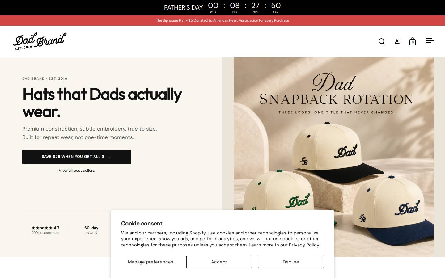 Dadbrand homepage screenshot
