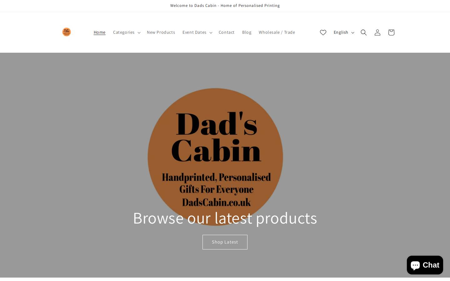 dadscabin.com homepage screenshot