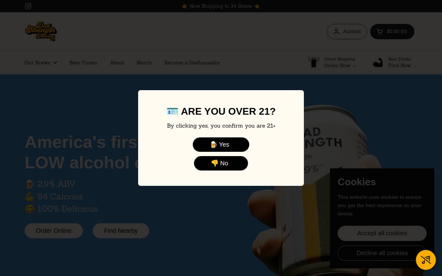 dadstrengthbrewing.com homepage screenshot