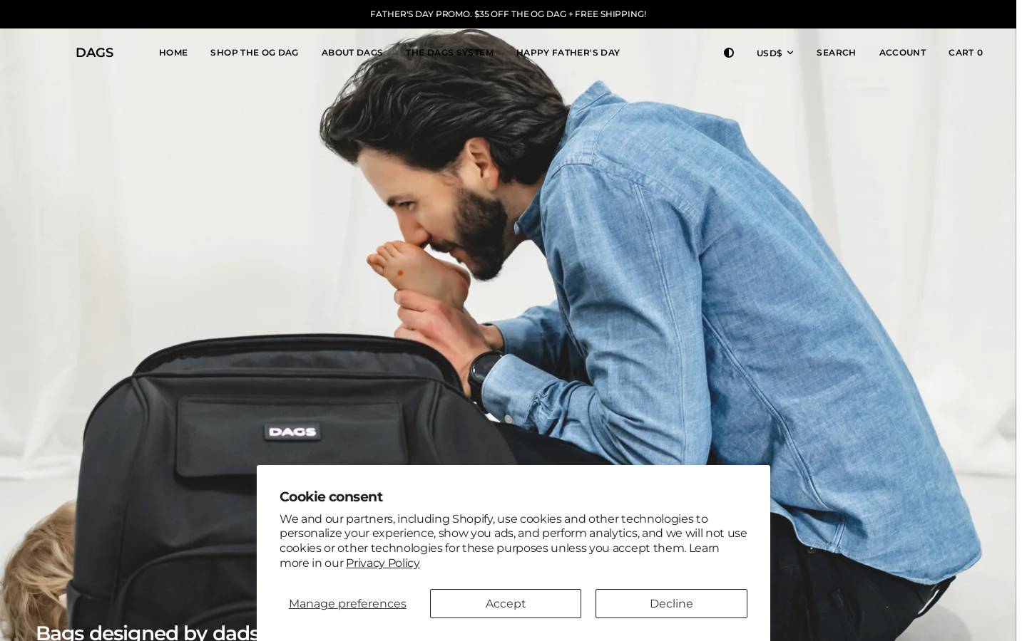 dagsbags.com homepage screenshot