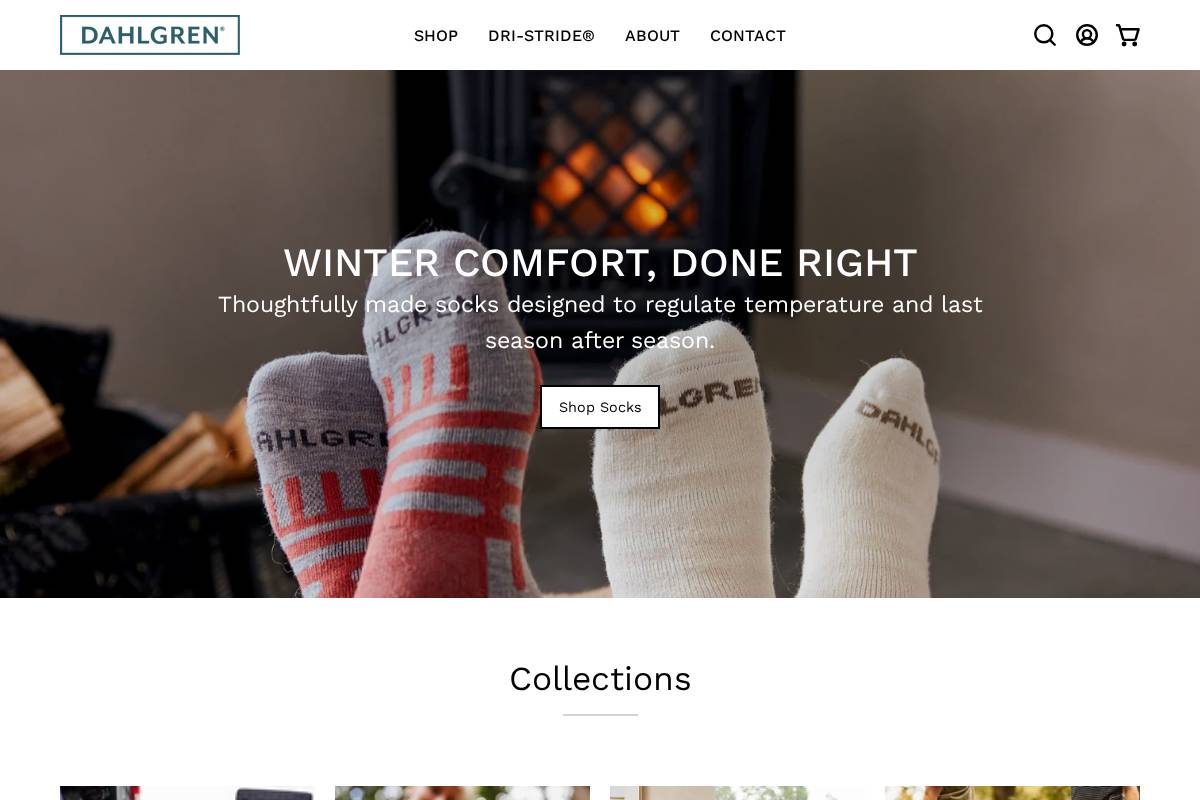 Dahlgrensocks homepage screenshot