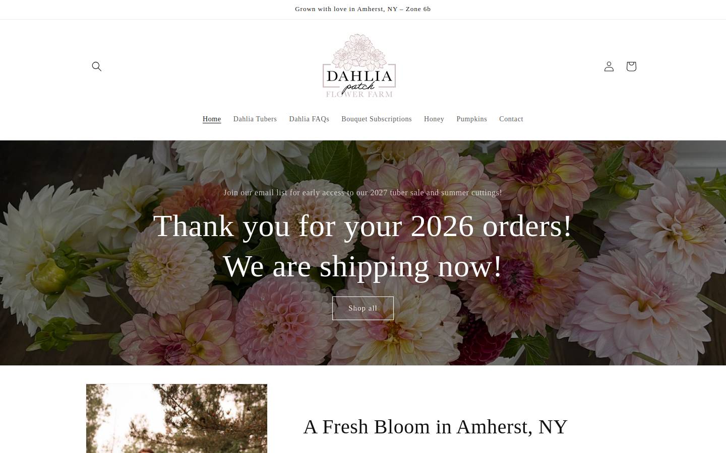 dahliapatch.com homepage screenshot