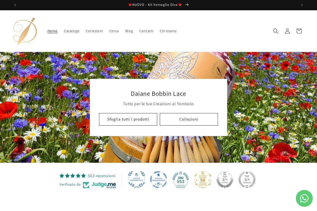 daianebobbinlace.com homepage screenshot