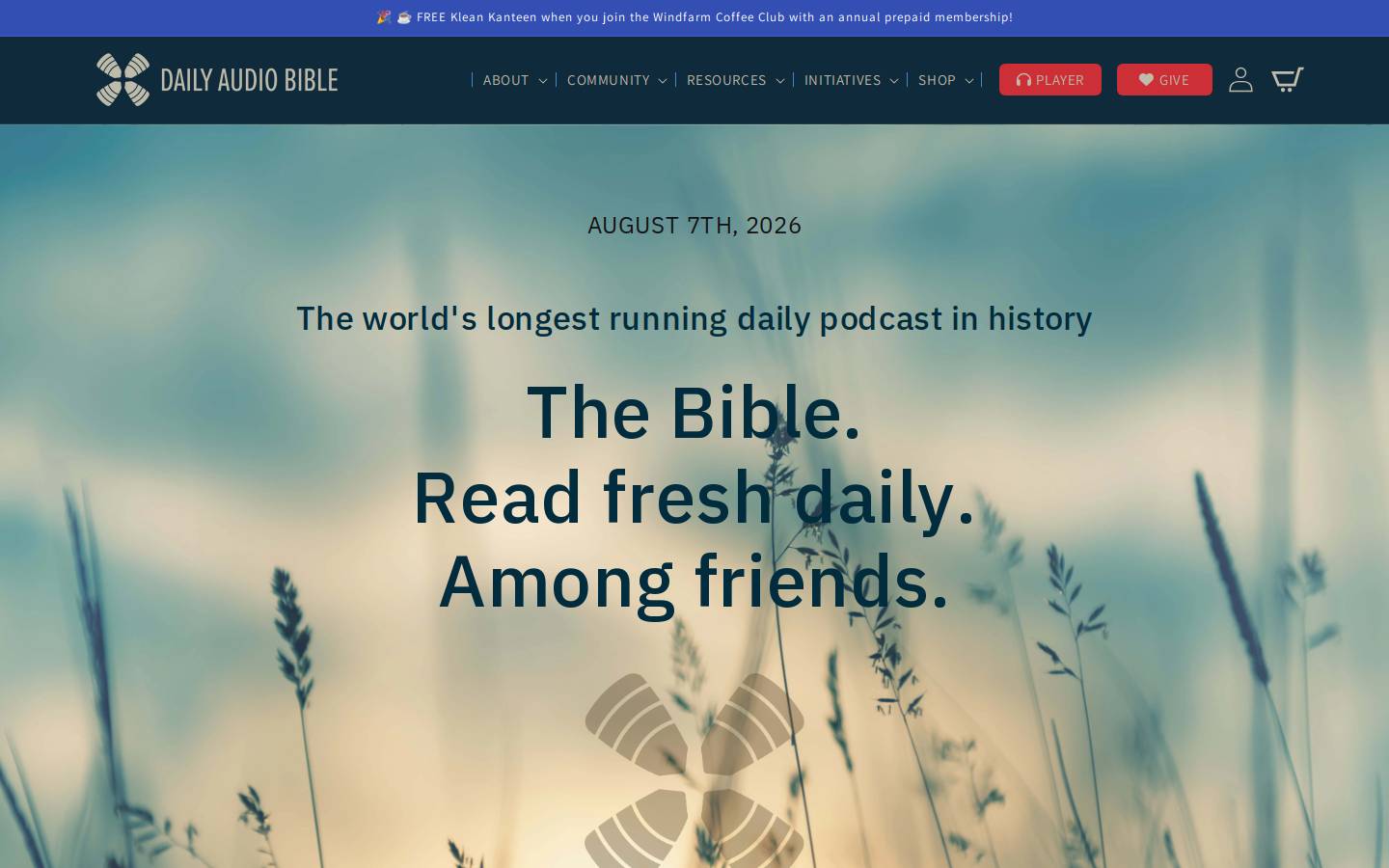 dailyaudiobible.com homepage screenshot