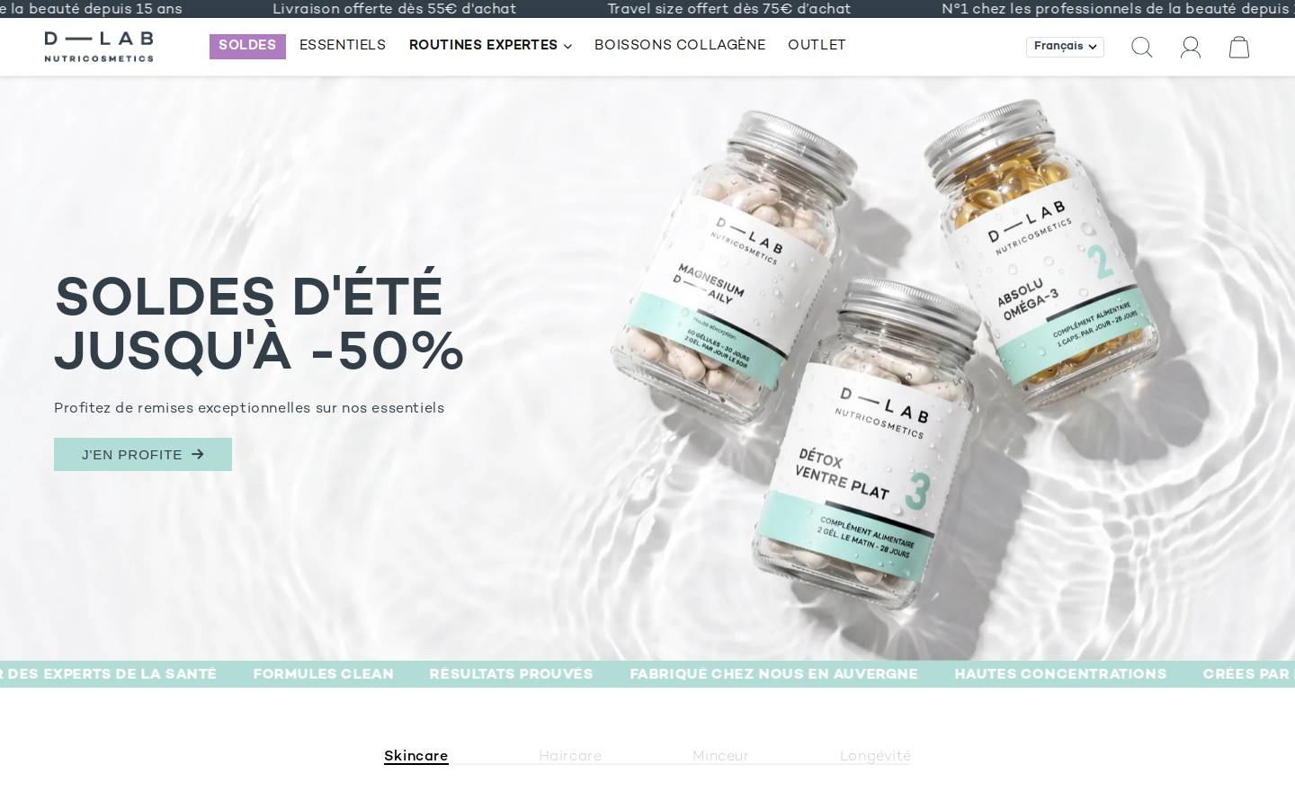 D-LAB NUTRICOSMETICS homepage screenshot
