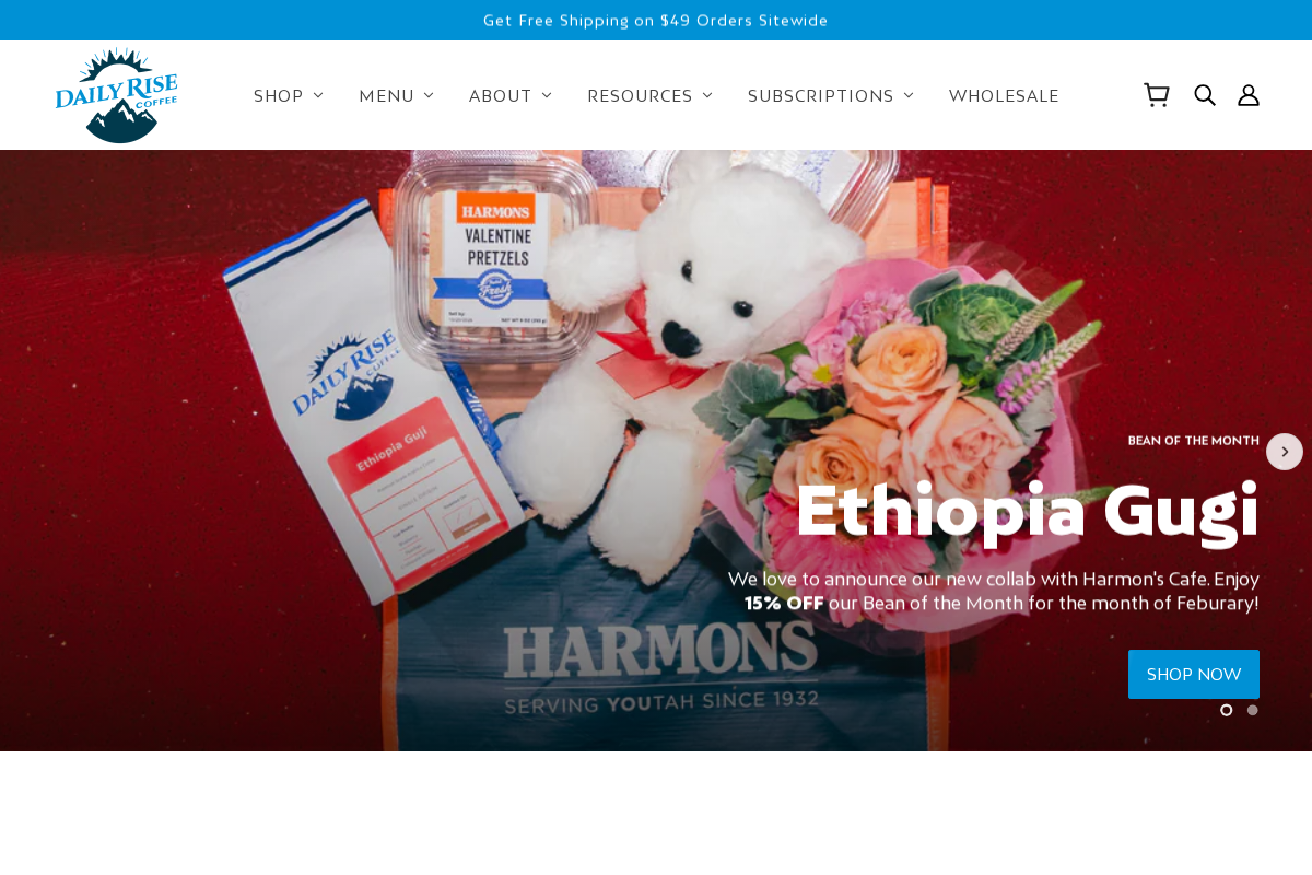 Daily Rise Coffee homepage screenshot