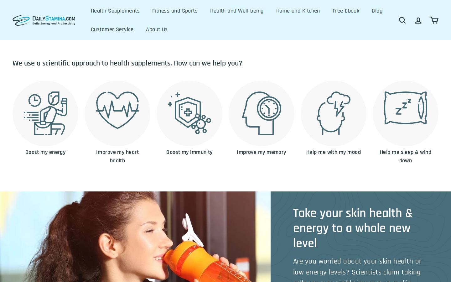 DailyStamina.com homepage screenshot