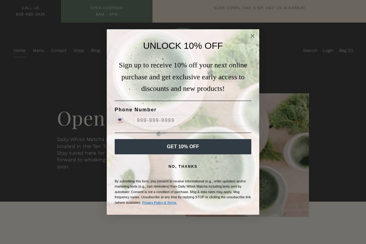 dailywhiskmatcha.com homepage screenshot