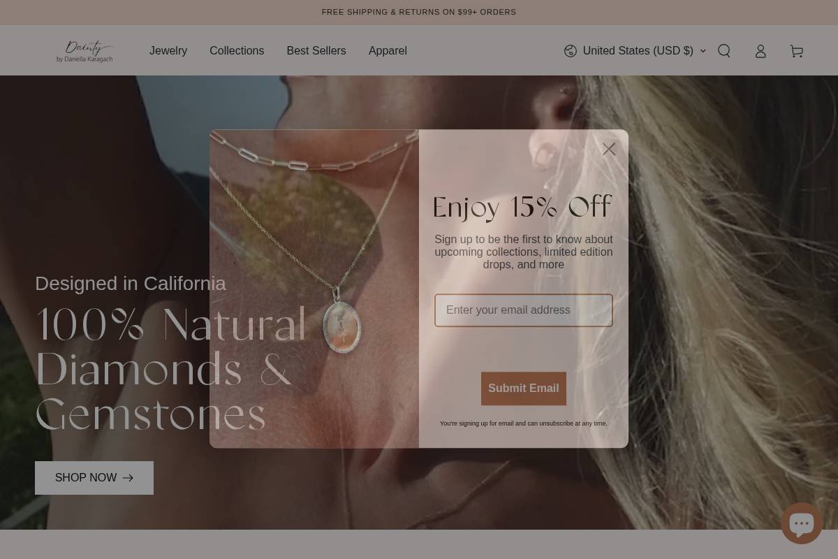 daintybydk.com homepage screenshot