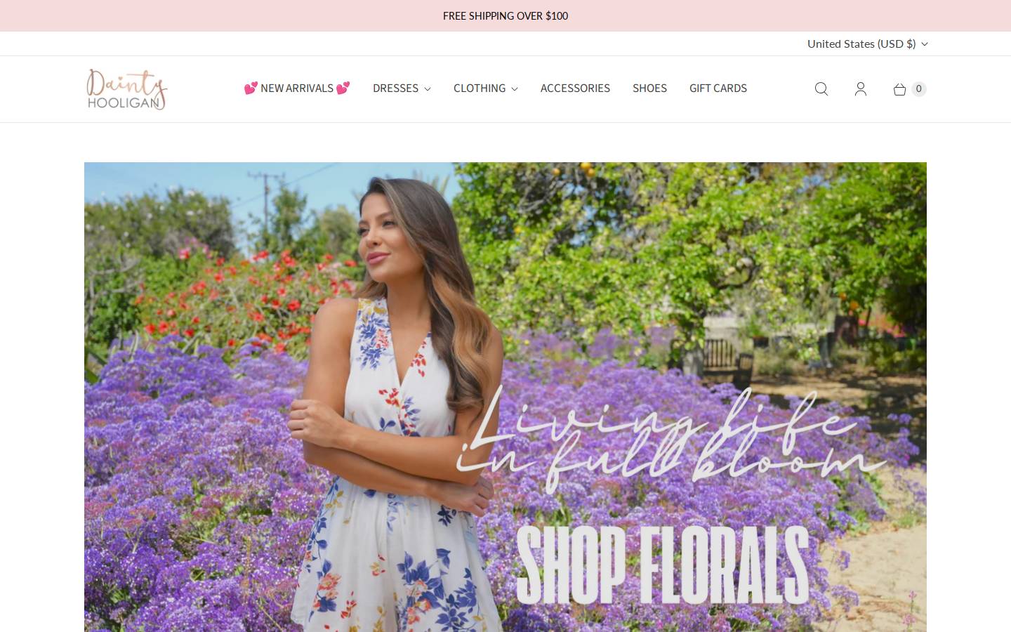 Dainty Hooligan homepage screenshot