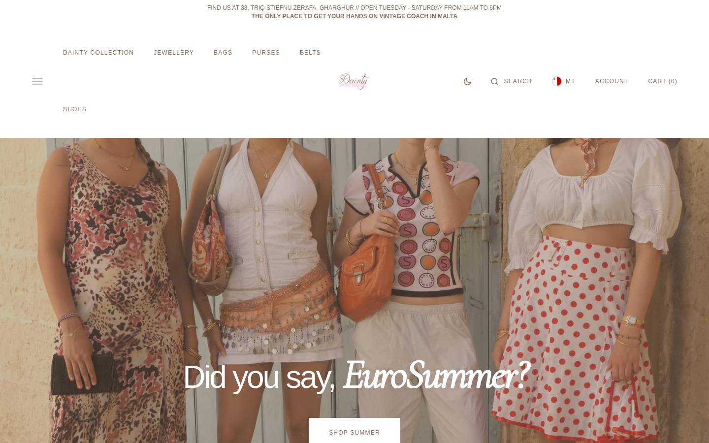 daintyvintage.com homepage screenshot