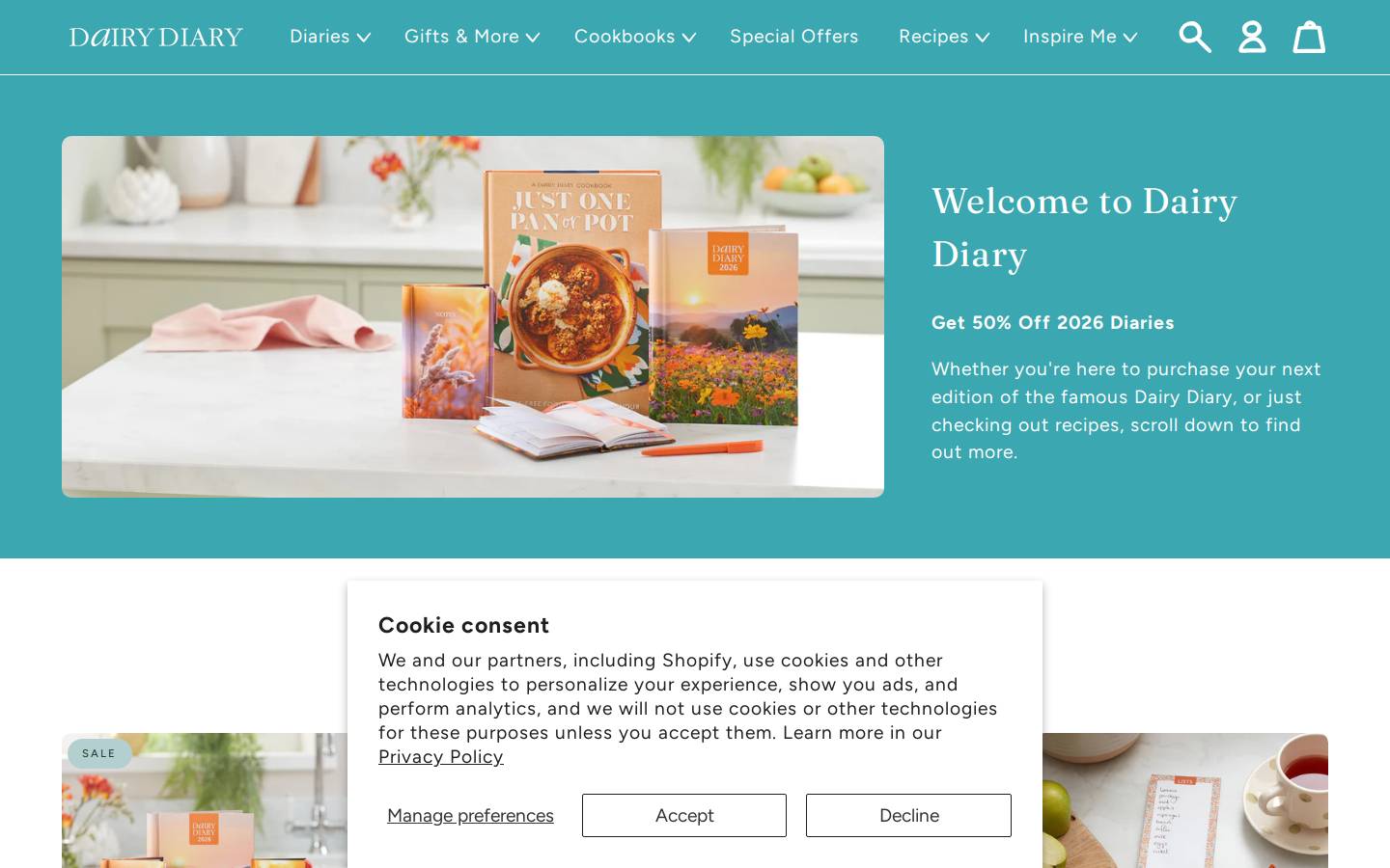 Dairy Diary homepage screenshot