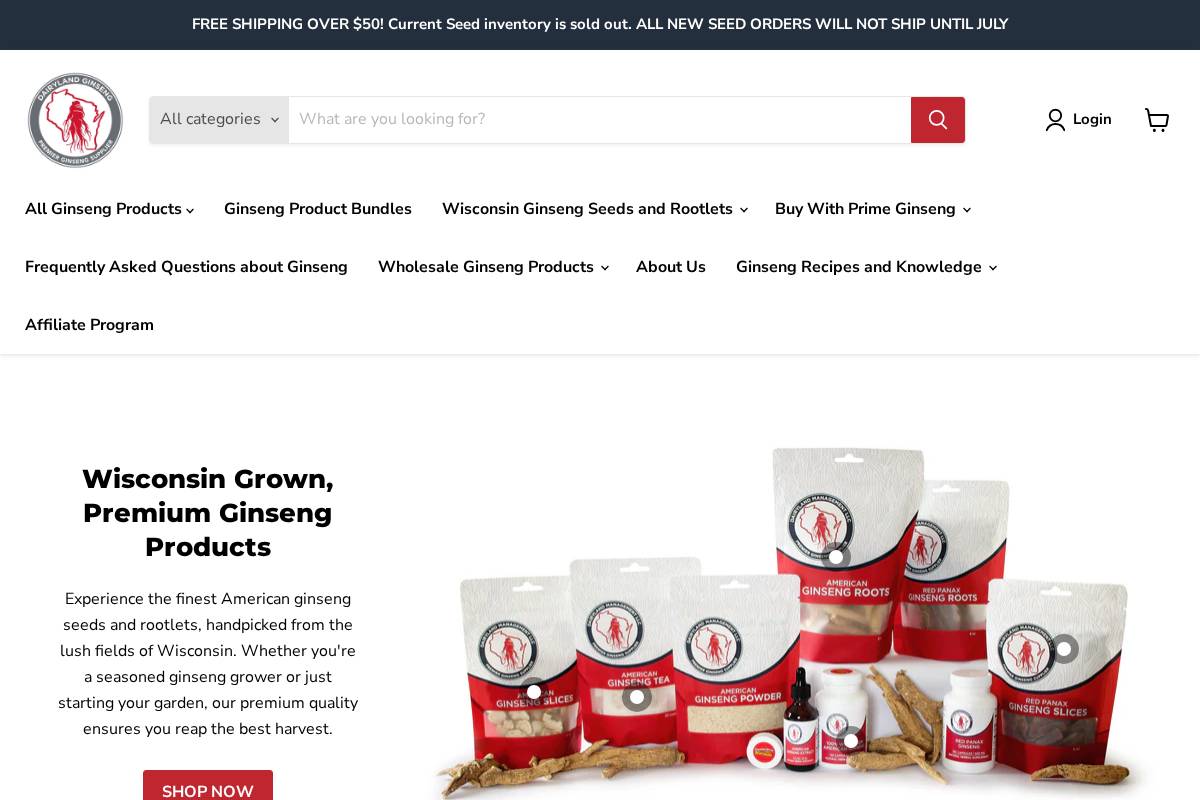 dairylandginseng.com homepage screenshot
