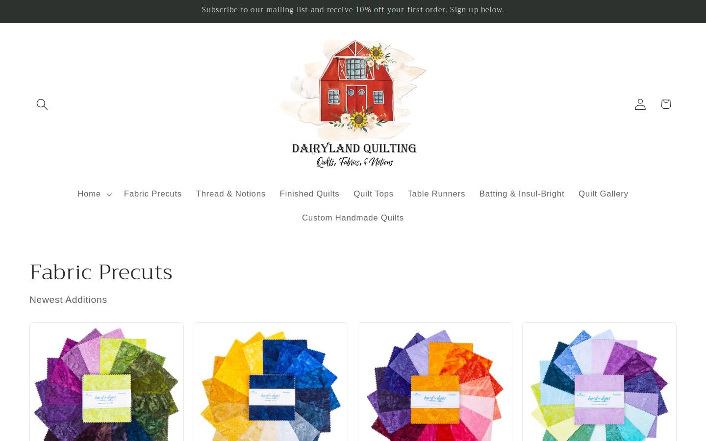 dairylandquilting.com homepage screenshot