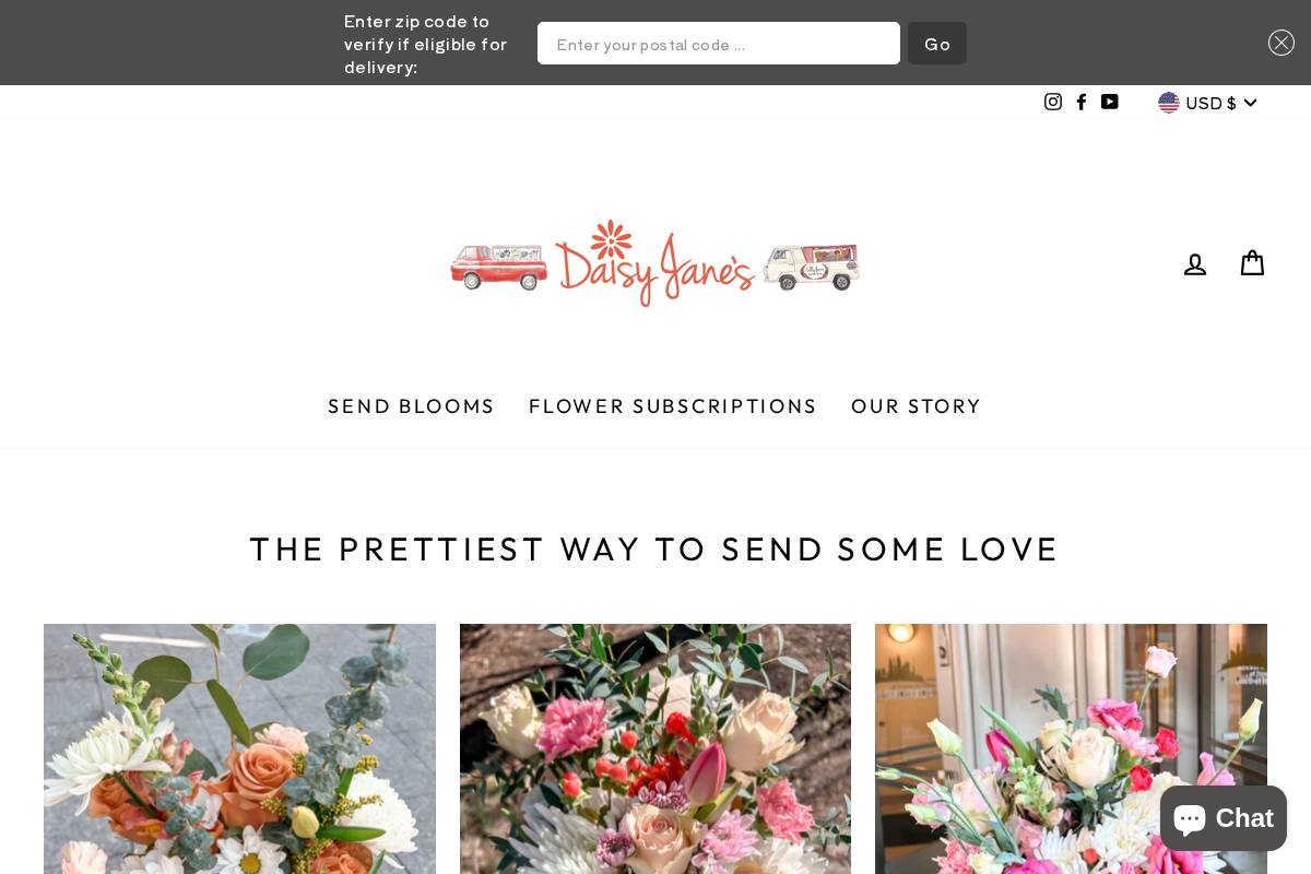 daisyjanesflowertruck.com homepage screenshot